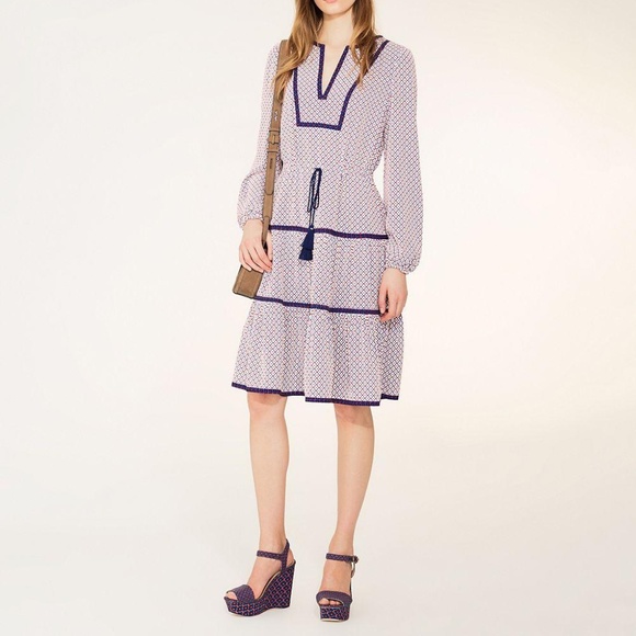 Tory Burch Printed Nautical  Platform Wedge Sandal - Picture 3 of 8